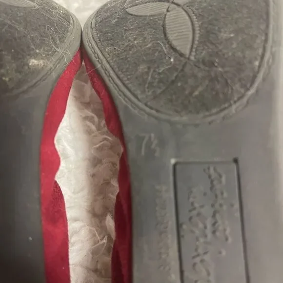 Dexflex Comfort Fabric & synthetic red patent slip on flats round toe SZ7.5 - Picture 9 of 9